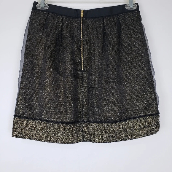 Loft Metallic Gold Black Mesh Overlay Skirt - Picture 3 of 6